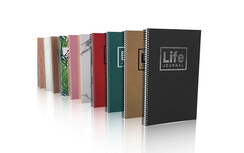 Life Journals of different colors lined up